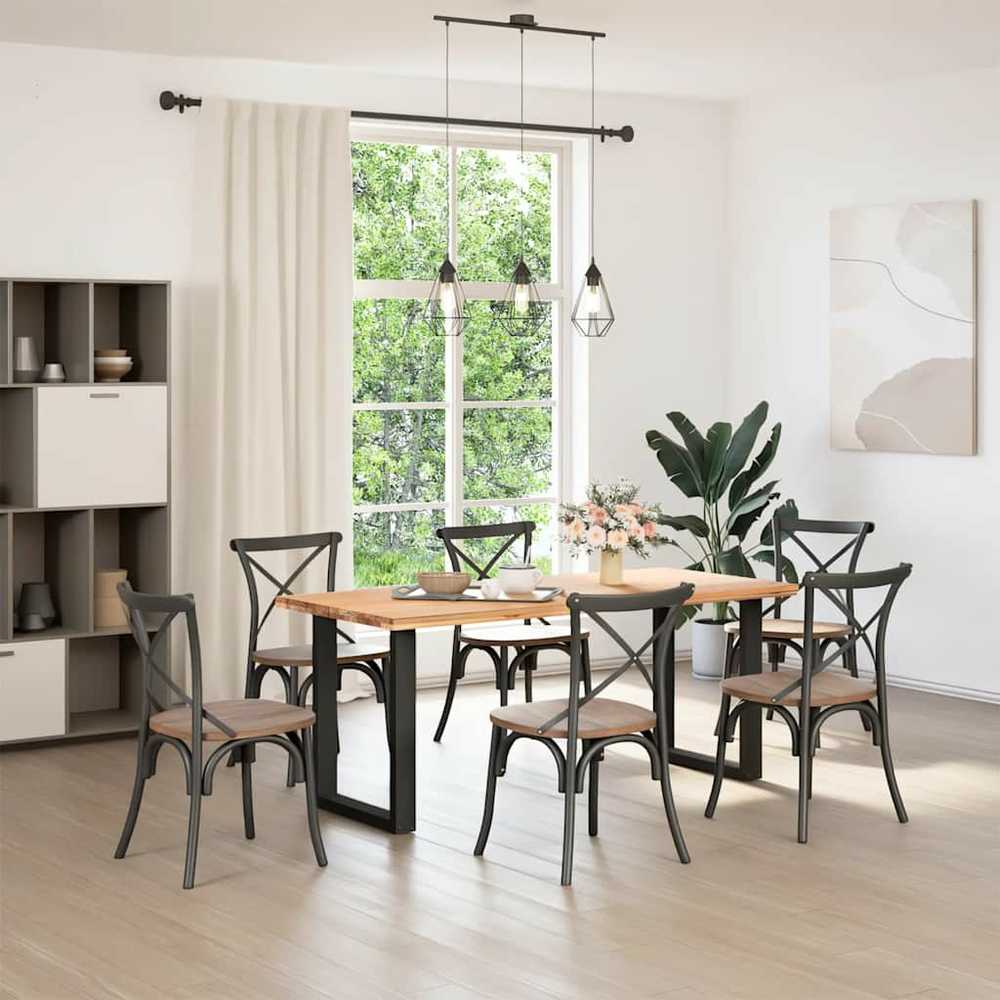 Valgomojo stalo kojelės, 2 vnt., juodos, 60x(72-73) cm, plienas, U formos