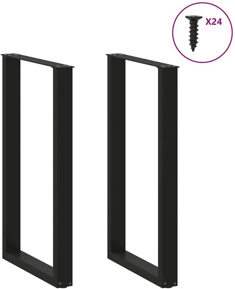 Kavos staliuko kojelės, U formos, 2 vnt., juoda, 60x(100-101)cm