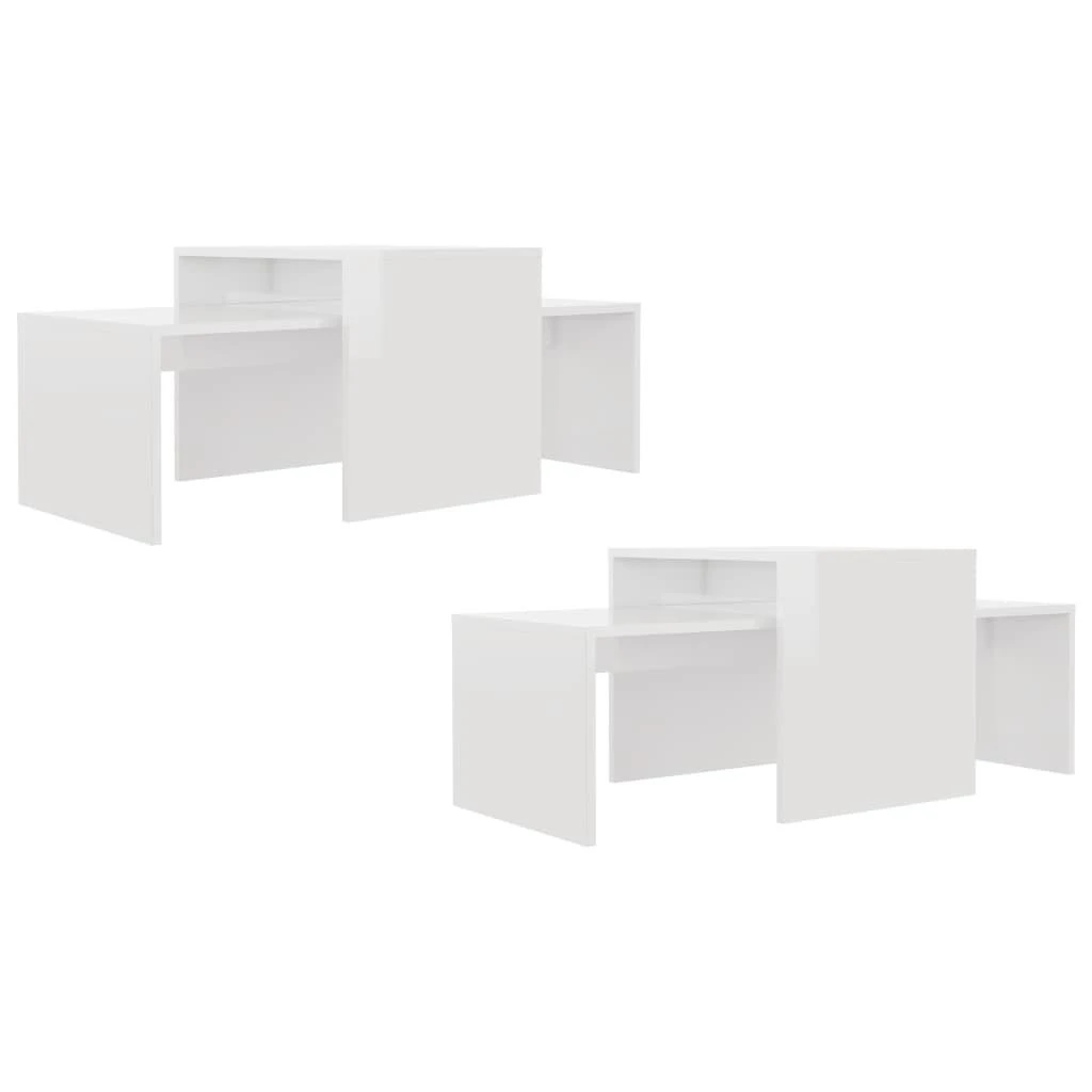 Kavos staliukų rinkinys, baltas, 100x48x40cm, apdirbta mediena