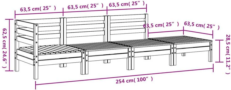 Keturvietė sodo sofa, douglas eglės medienos masyvas