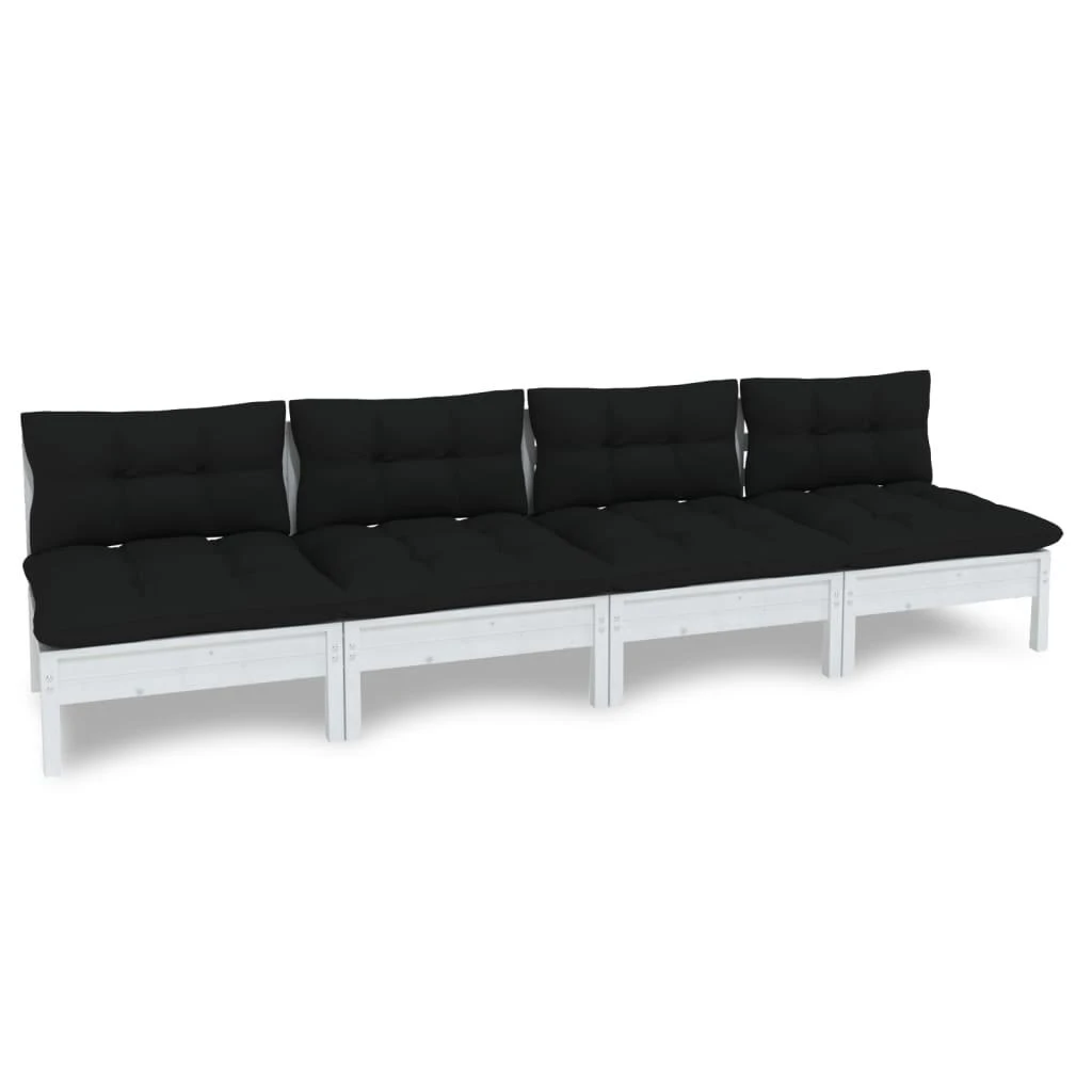 Keturvietė sodo sofa su antracito pagalvėlėmis, pušies masyvas