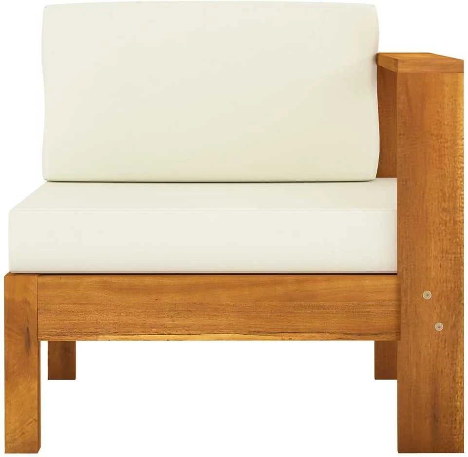 Keturvietė sodo sofa su kreminėmis pagalvėmis, akacijos masyvas