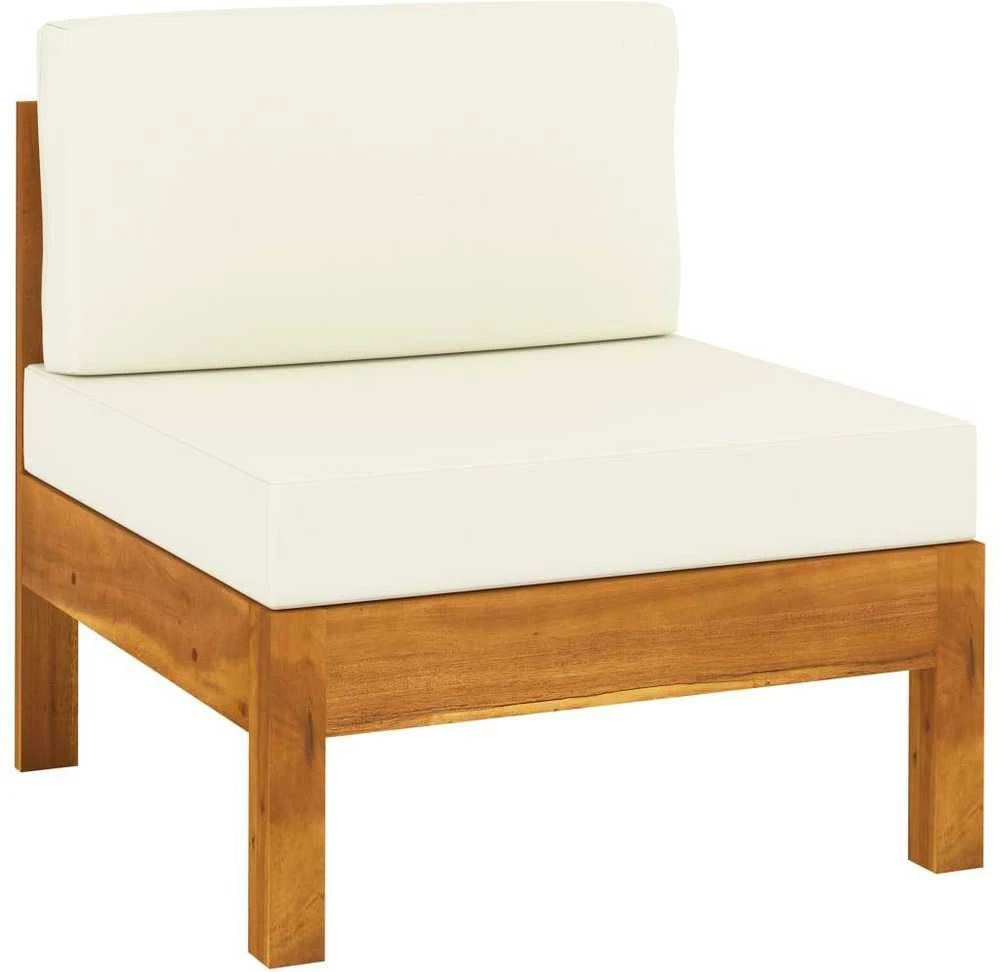 Keturvietė sodo sofa su kreminėmis pagalvėmis, akacijos masyvas