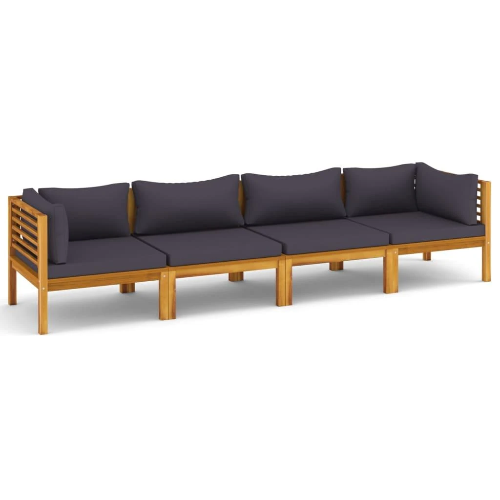 Keturvietė sodo sofa su pagalvėlėmis, akacijos medienos masyvas