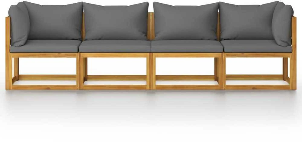 Keturvietė sodo sofa su pagalvėlėmis, akacijos medienos masyvas