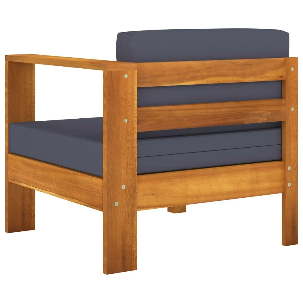 Keturvietė sodo sofa su tamsiai pilkomis pagalvėmis, akacija