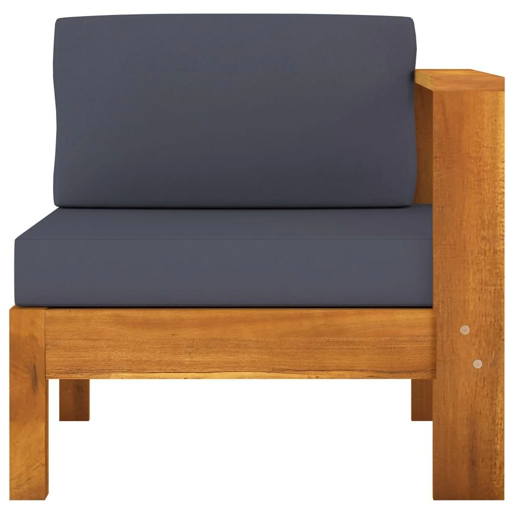 Keturvietė sodo sofa su tamsiai pilkomis pagalvėmis, akacija