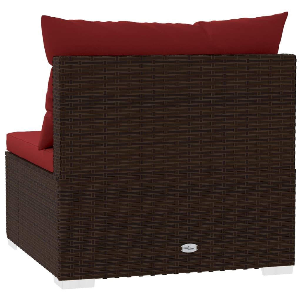 Lauko baldų komplektas Keturvietė sofa su pagalvėlėmis, rudos spalvos, poliratanas
