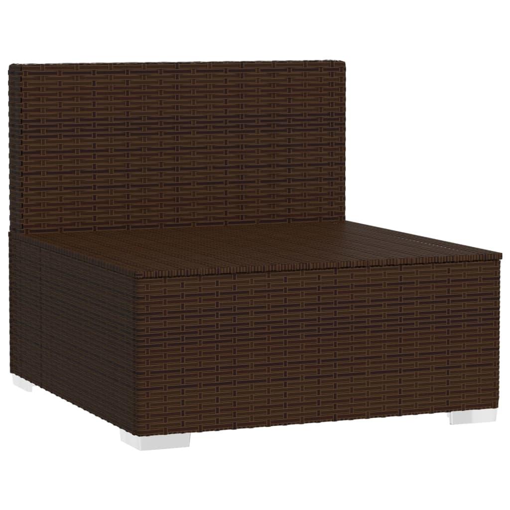 Lauko baldų komplektas Keturvietė sofa su pagalvėlėmis, rudos spalvos, poliratanas