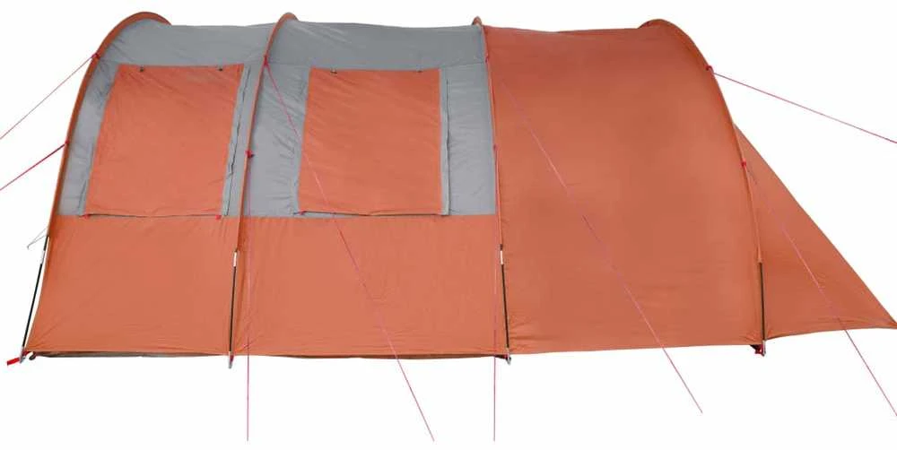 Stovyklavimo palapinė, pilka ir oranžinė, keturvietė, tunelinė
