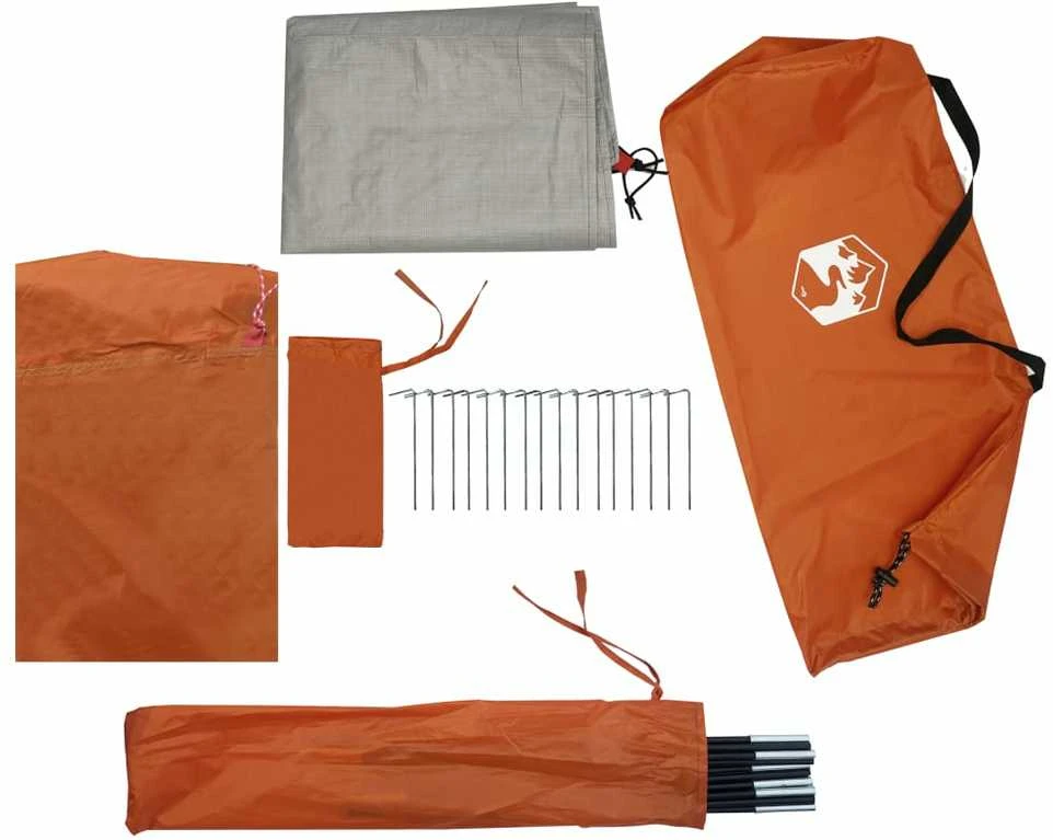 Stovyklavimo palapinė, oranžinė, dvivietė, tunelinė