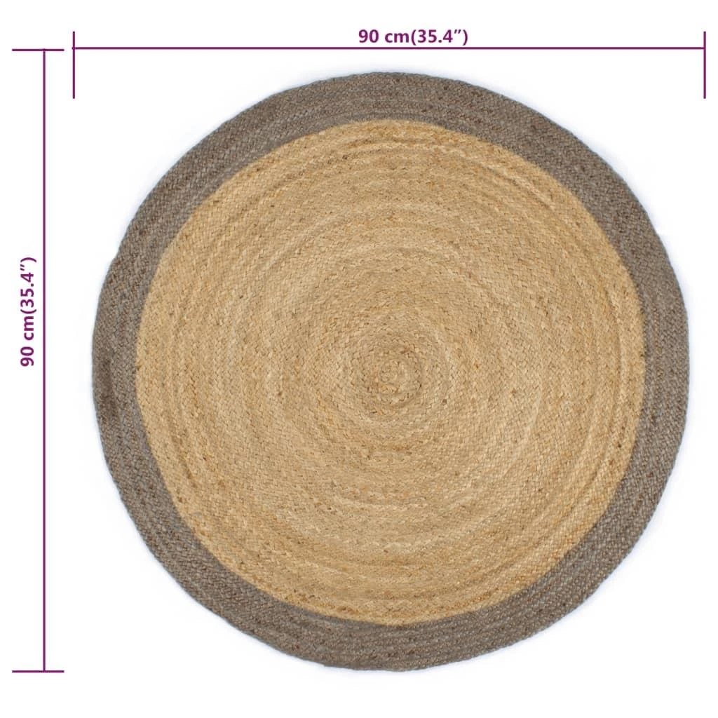 Kilimas, 90cm, džiutas, rankų darbo, su pilku kraštu