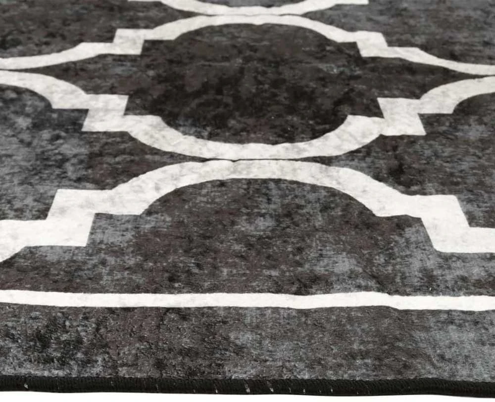 Kilimas, juodas ir baltas, 120x180 cm, neslystantis, plaunamas