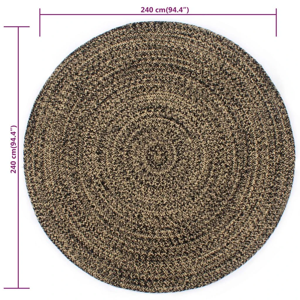 Kilimas, juodas ir rudas, 240cm, džiutas, rankų darbo