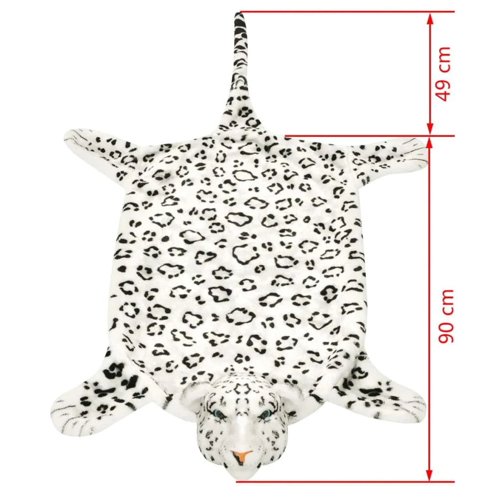 Kilimas leopardas, pliušinis, 139 cm, baltas