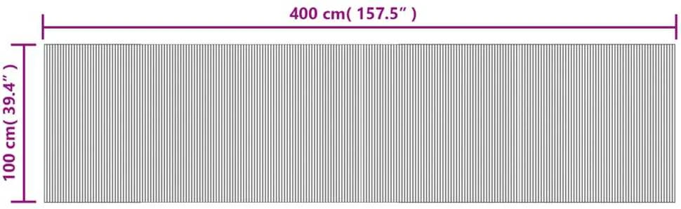 Kilimas, šviesus natūralus, 100x400cm, bambukas, stačiakampis
