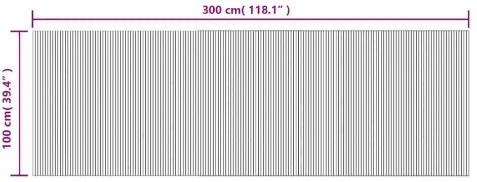 Kilimas, tamsiai rudas, 100x300cm, bambukas, stačiakampis