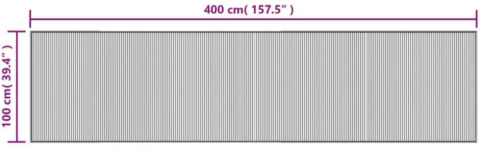 Kilimas, tamsiai rudas, 100x400cm, bambukas, stačiakampis