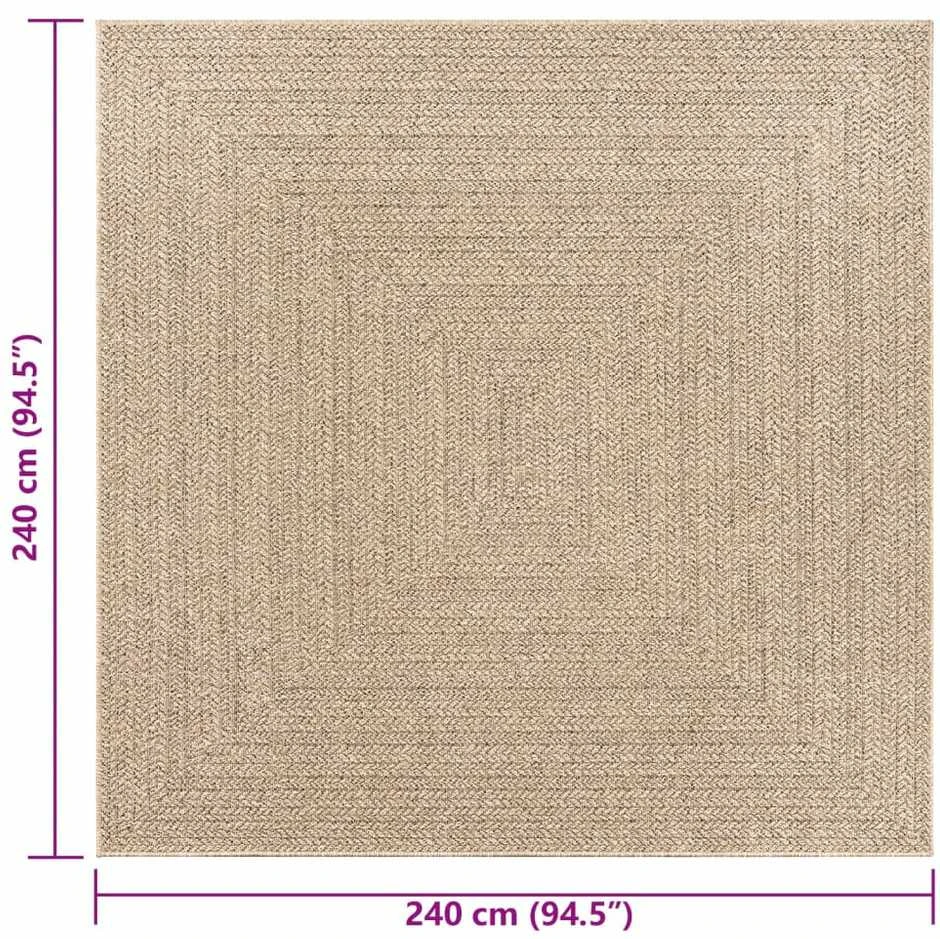 Kilimas ZIZUR, 240x240cm, džiuto imitacija, vidaus ir lauko