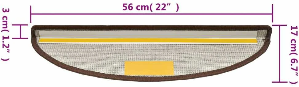 Kilimėliai laiptams, 15vnt., rudos kavos spalvos, 56x17x3cm