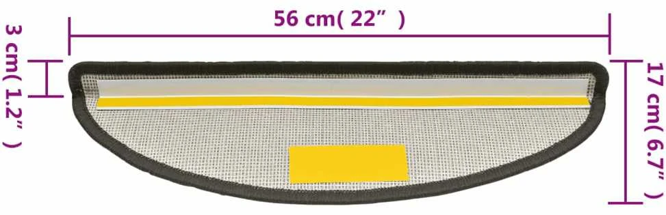 Kilimėliai laiptams, 15vnt., tamsiai pilkos spalvos, 56x17x3cm