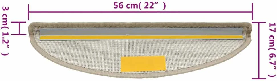 Kilimėliai laiptams, 15vnt., taupe spalvos, 56x17x3cm