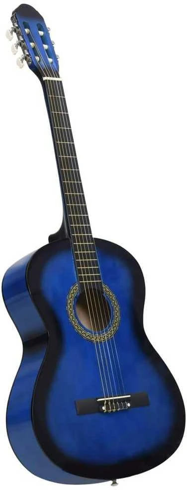 Klasikinė gitara su dėklu pradedantiesiems, mėlyna, 4/4 39"