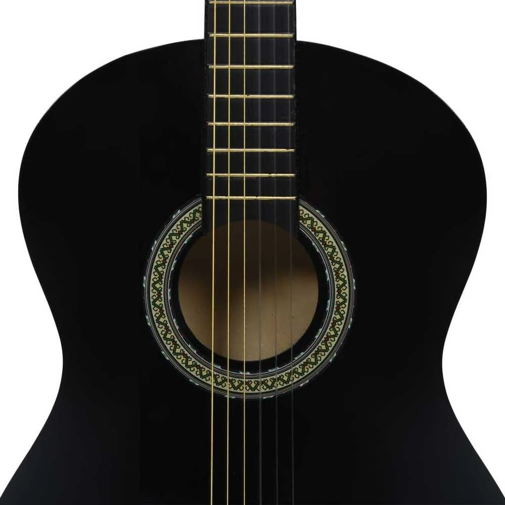 Klasikinė gitara su dėklu pradedantiesiems, juoda, 4/4 39"
