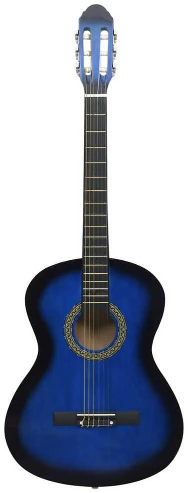 Klasikinė gitara su dėklu pradedantiesiems, mėlyna, 4/4 39"