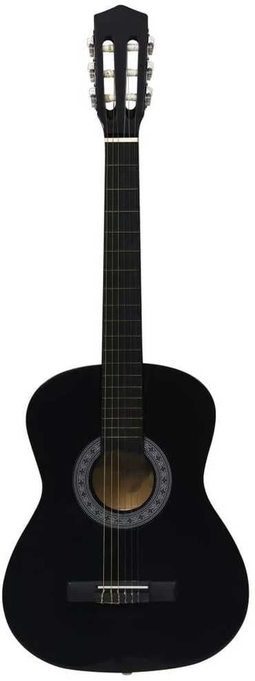 Klasikinė gitara su dėklu pradedantiesiems, juoda, 3/4 36"