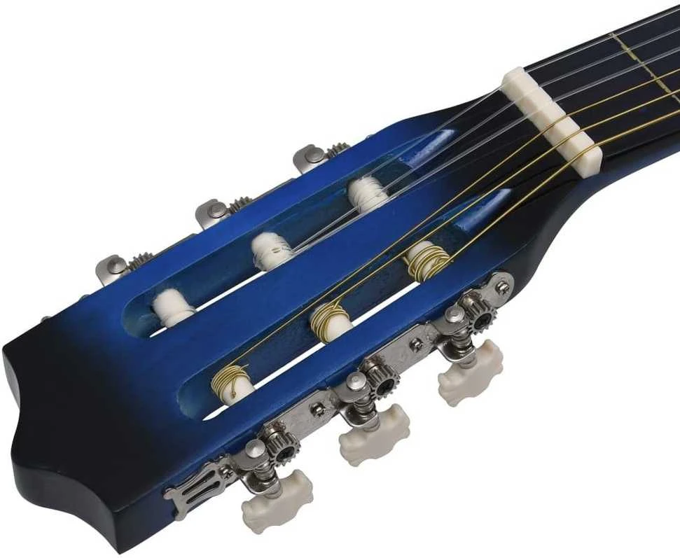 Klasikinė gitara su dėklu pradedantiesiems, mėlyna, 3/4 36"