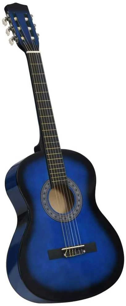 Klasikinė gitara su dėklu pradedantiesiems, mėlyna, 3/4 36"