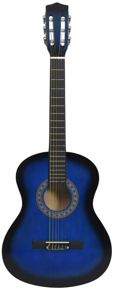 Klasikinė gitara su dėklu pradedantiesiems, mėlyna, 3/4 36"