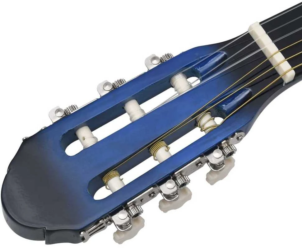 Klasikinė gitara su dėklu pradedantiesiems, mėlyna, 4/4 39"