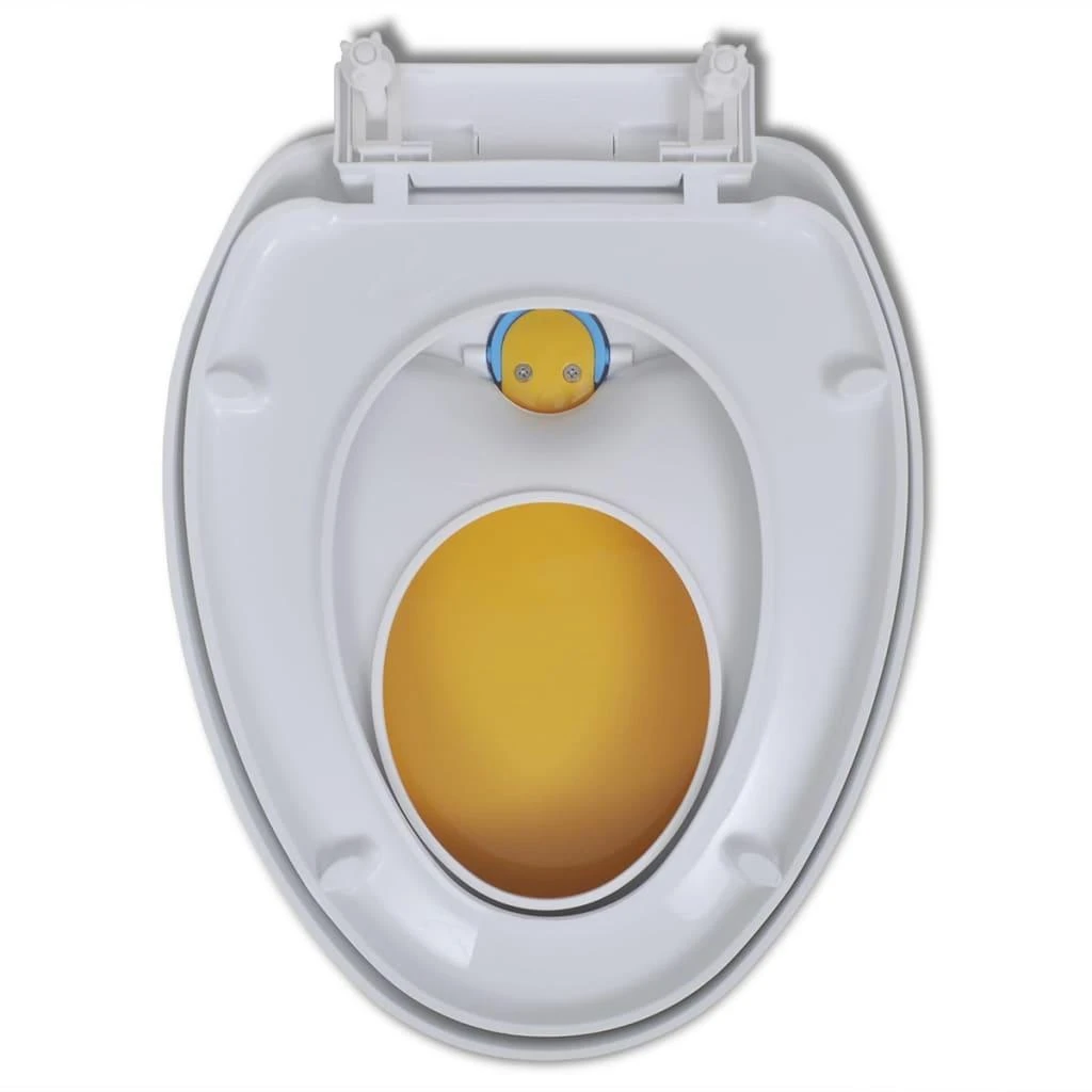 Klozeto sėdynė su Soft Close mechanizmu, balta ir geltona