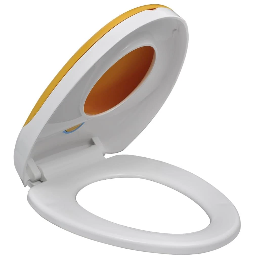 Klozeto sėdynė su Soft Close mechanizmu, balta ir geltona