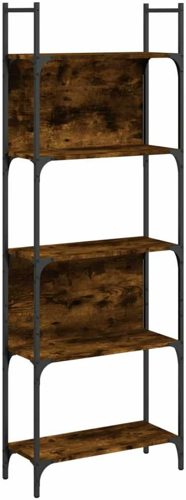 Knygų lentyna, 5 aukštų, dūminė, 60,5x24x166,5cm, mediena