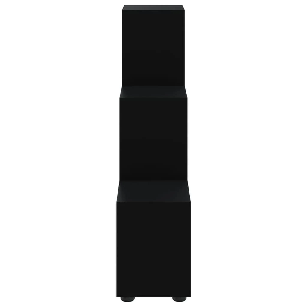 Knygų lentyna, juoda, 107cm, apdirbta mediena, laiptų dizaino
