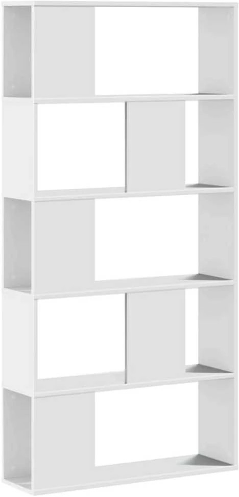 Knygų spinta, 5 aukštų, balta, 80,5x23,5x162,5cm, mediena