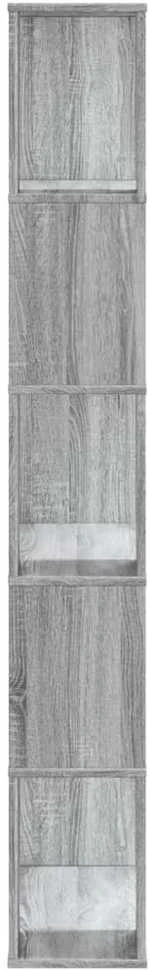 Knygų spinta, 5 aukštų, pilka, 80,5x23,5x162,5cm, mediena