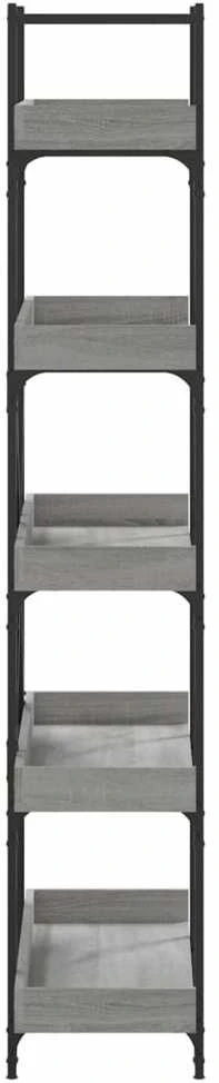 Knygų spinta, 5 aukštų, pilka ąžuolo, 100x33x180,5cm, mediena
