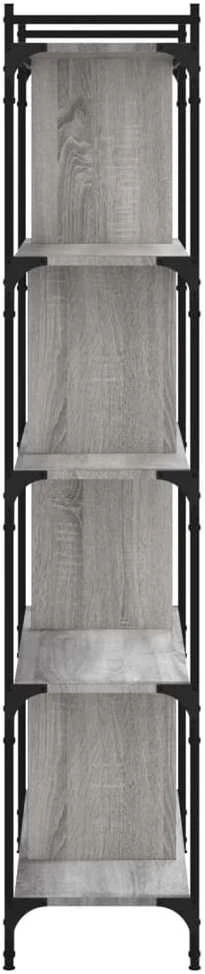Knygų spinta, 5 aukštų, pilka ąžuolo, 76x32x158cm, mediena