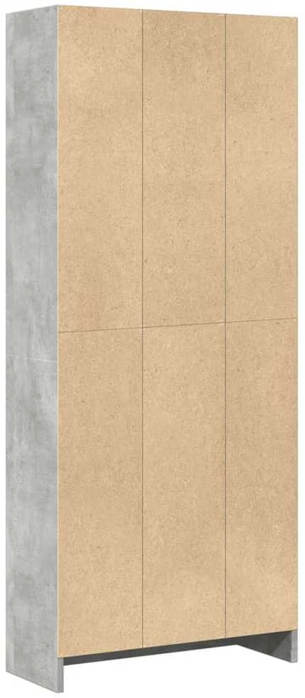 Knygų spinta, betono pilka, 60x24x143cm, apdirbta mediena