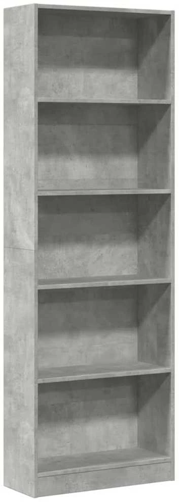 Knygų spinta, betono pilka, 60x24x176cm, apdirbta mediena