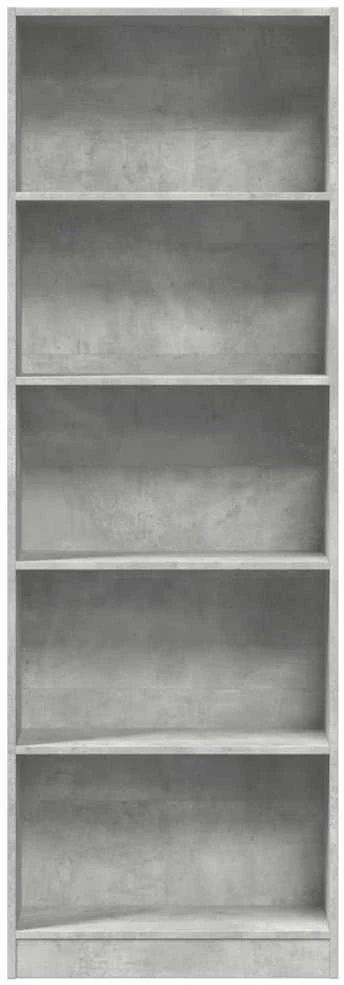 Knygų spinta, betono pilka, 60x24x176cm, apdirbta mediena