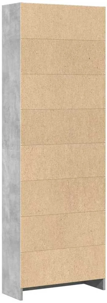 Knygų spinta, betono pilka, 60x24x176cm, apdirbta mediena