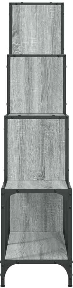 Knygų spinta, pilka ąžuolo, 122x30x132cm, mediena ir metalas