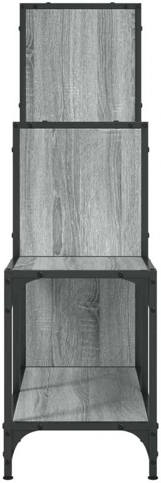 Knygų spinta, pilka ąžuolo, 92x30x102cm, mediena ir metalas