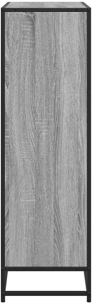 Knygų spinta, pilka ąžuolo, 97,5x33x107,5cm, mediena ir metalas