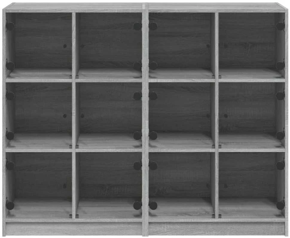 Knygų spinta su durelėmis, pilka ąžuolo, 136x37x109cm, mediena
